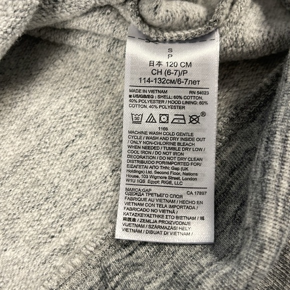 Gap grey heathered zip up hooded sweater sz Small 6-7 - Picture 5 of 6